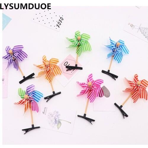 Fashion Women Hairpin Windwill Hair Clip Kawaii Pinwheel Hairgrip Lucky Barrette 4Pcs Headband Jewelry Girls Hair Accessories