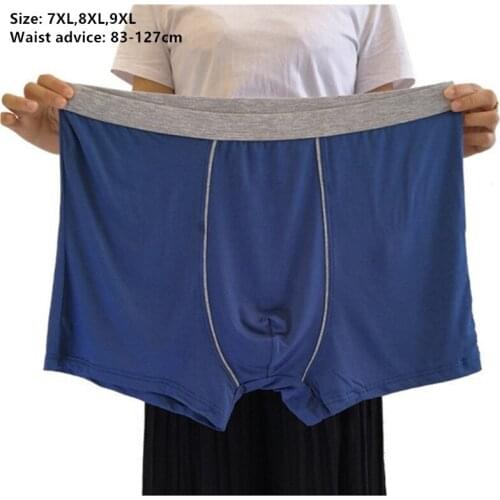 Men Boxers Shorts Plus Size Underwear Loose Large 7XL 8XL 9XL Mens Solid High Stretch Male Bamboo Fiber Large Short Underpants