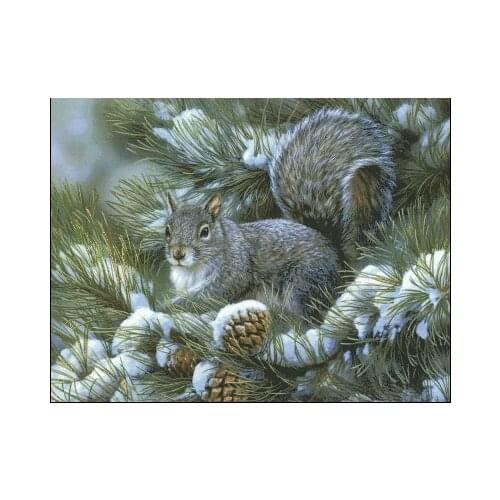 Cute Squirrel in the Snow Cross Stitch Kits Top Quality Embroidery Sewing kit Needlework DIY 14CT Unprinted Decor Handmade