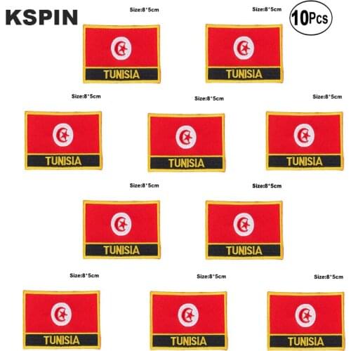 Tunisia Flag Embroidery Patches Iron on Saw on Transfer patches Sewing Applications for Clothes in Home&Garden