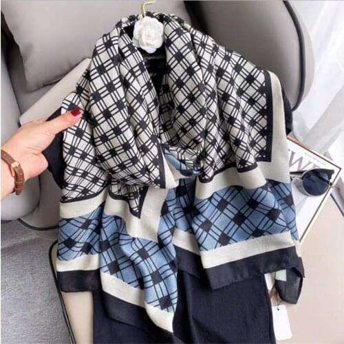 2020 new fashion autumn and winter warm cotton scarf ladies winter wild long scarf striped beach towel