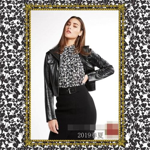 New pre-sale spring and summer show high fashion black and white printed fabric dress shirt womens clothing cloth wholesal