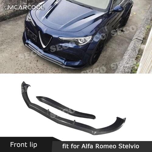 For Alfa Romeo Stelvio 2017 2018 2019 Front bumper Lip Spoiler Carbon fiber Head bumper Chin cover trims Car Styling