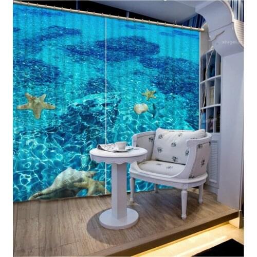 Beach curtains Luxury Blackout 3D Window Curtains For Living Room Bedroom