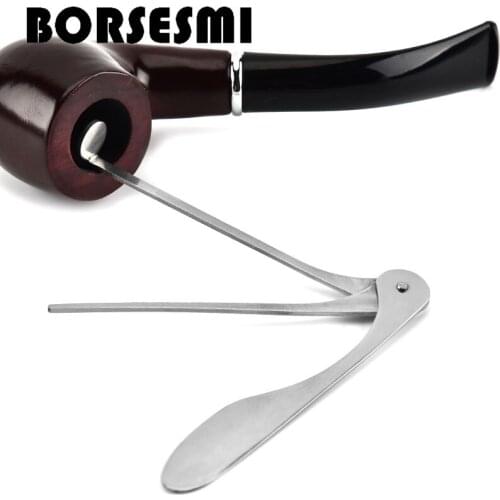 Hot sale stainless steel portable pipe tool 3 in 1 folding Smok Pipe Cleaner Pocket Metal Cigar Accessories smoking tool