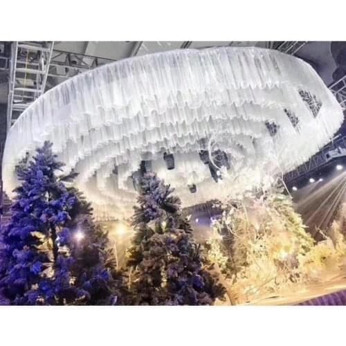 Colorful tulle DIY Wedding drapes ceiling skirts decoration stage layout T station floating sashes Wedding ceiling yarn backdrop