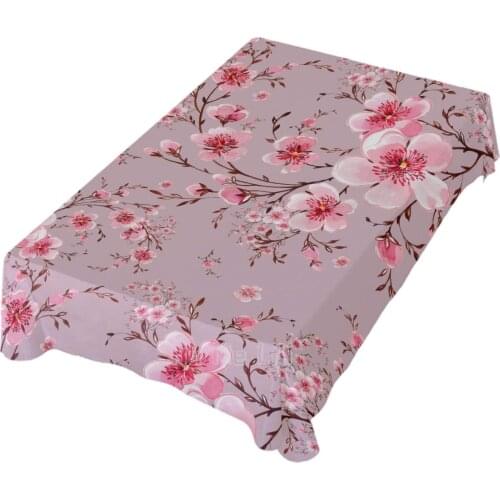 Pink Sakura Tablecloth Wrinkle Resistant Table Cover Dining Kitchen Party