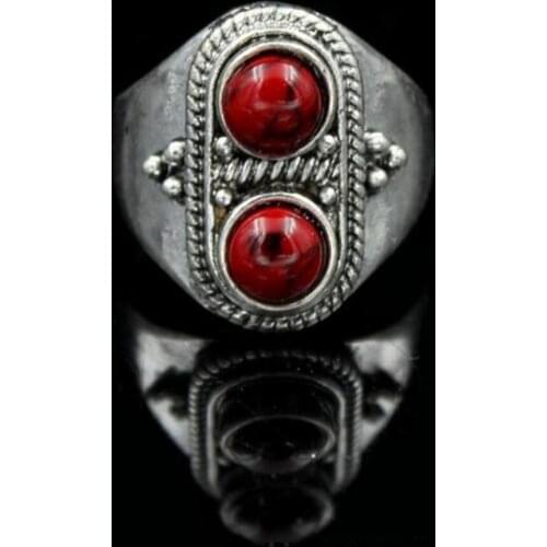2pc Hot sale new cargo, old Tibet Silver Rings Coral ring, finger hollow Multi style,Free shipping