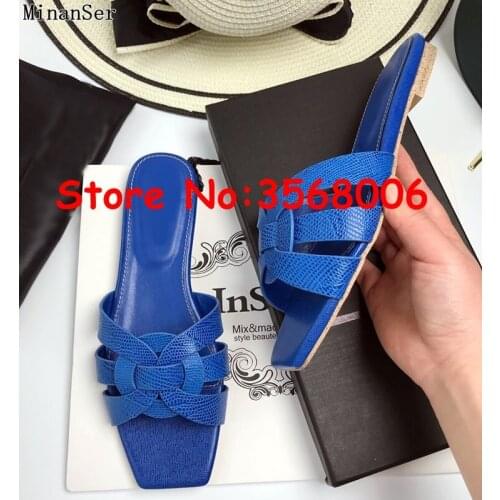 Gladiator Summer open toe beach slipper shoes tribute fashion outdoor crocodile leather slides shoes woman flats flip-flops