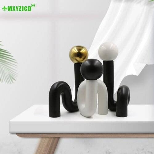 Nordic modern new ceramic home decoration irregular elbow pipe living room study ornaments contrast color craft art gift vase