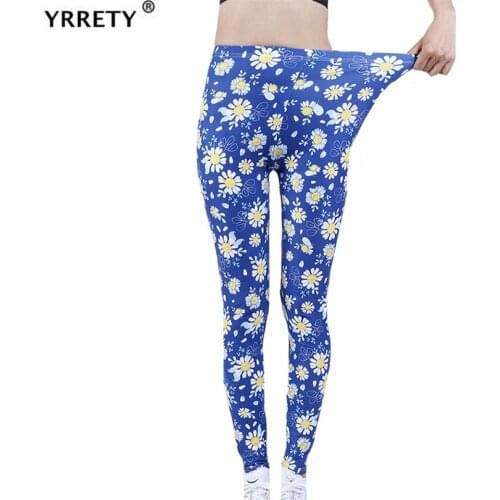 YRRETY Fitness Yoga Pants Womens High Waist Leggings Push Up Elastic Chrysanthemum Print Sport Women Solid Ankle-Length Bottom