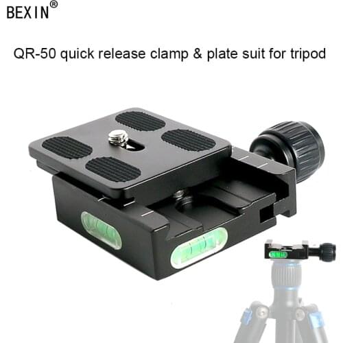 IN STOCK QR-50 Square Clamp Adapter Plate with Gradienter for Quick Release Plate for tripod Ball Head Arca Swiss RRS Wimberley