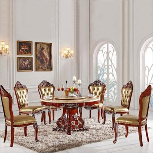 Antique Style Italian Dining Table, 100% Solid Wood Italy Style Luxury Dining Table Set pfy2001