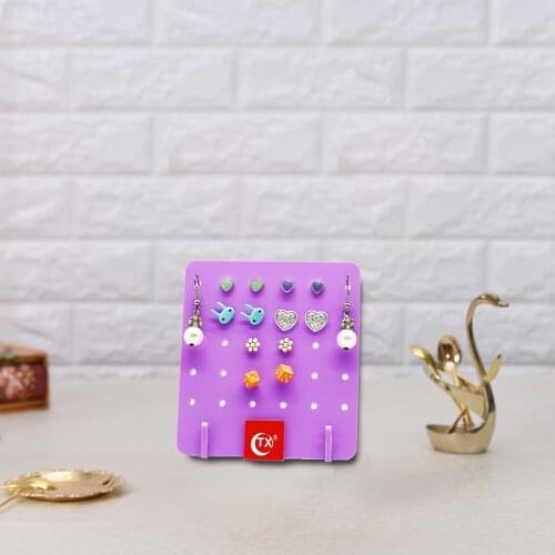 TX Acrylic Earring Display Earring Stand Studs Earring Organizer Jewellery Rack Earring Purple Small Size For Jewelry Show Case