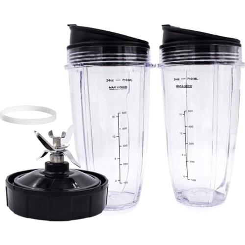 Replacement Ninja Parts 7 Fins Extractor Blades and 24OZ Ninja Blender Cup with Seal Lid,for Nutri Ninja Auto IQ Series