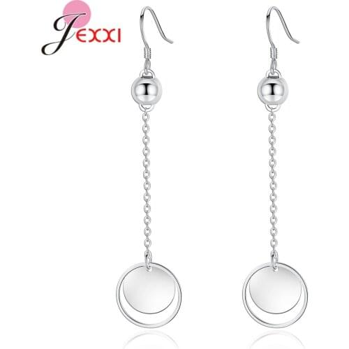 Simple 925 Sterling Silver Long Dangle Earrings for Women Girls Wedding Engagement Freshwater Pearl Fashion Silver Ear Ornament