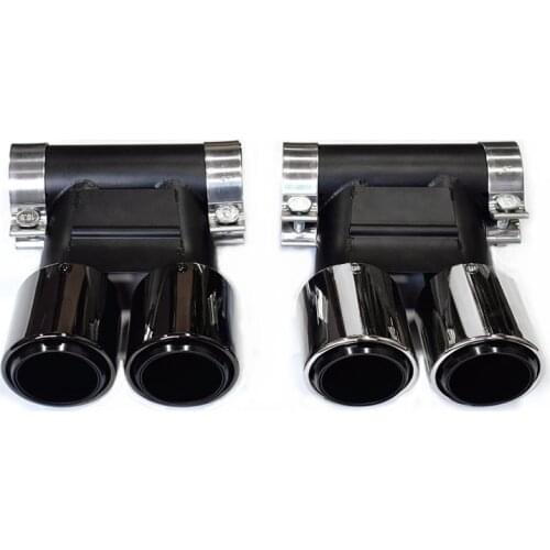 1 Pair Stainless Steel Exhaust Tip For 2016+ 718 Boxster Cayman Muffler Tip Silver Black Tailpipe Car Exhaust