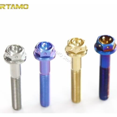Titanium Flanged Hex Head Race Spec Bolts M8X20/30/40/50/60/70/80 Screws for Car,Bicycle and Motorcycle Parts