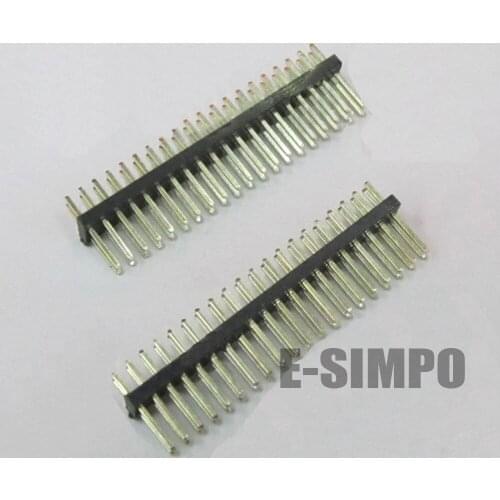 100pcs/lot 1.27mm Pin Header, 2*20P Straight, Dual Row Single Plastic, Total Length 7.2mm Golden-Plated Rohs,PA=4.0 H=1.0 PC=2.2