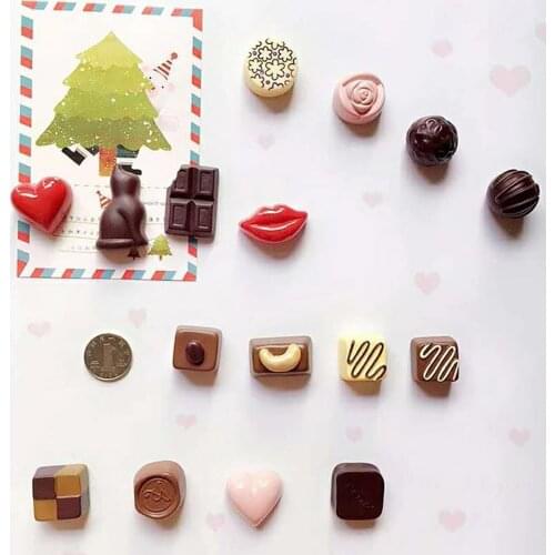 14Pcs 3D Simulation Chocolate Fridge Magnetic Sticker Home Decorative Ornament Fridge Magnets