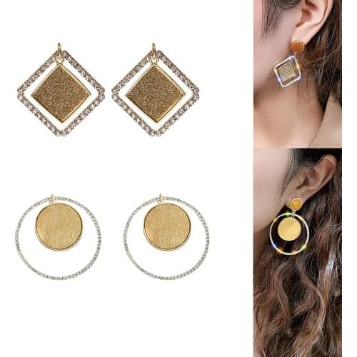 2020New 50Pcs Rhinestone Round or Square button for DIY Jewelry earring or necklace Pendants accessories ER43-ER44