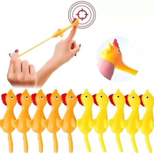 20pc Novelty Catapulted Ejection Chicken Toy Light Rubber Finger Prank Flying Toy slingshot chicken finger toys Turkey Sticky