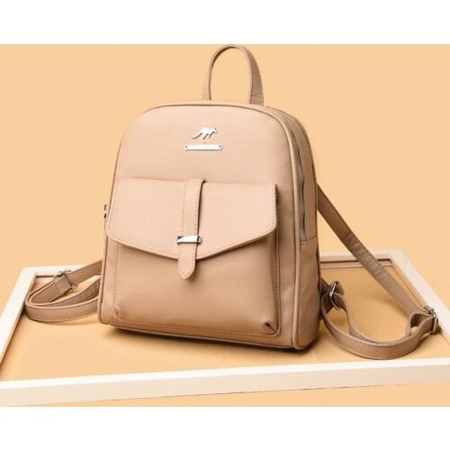 2021 Summer Casual Women Leather Backpack High Quality Bagpack Women School Bags for Teenage Girls Ladies Small Travel Backpacks