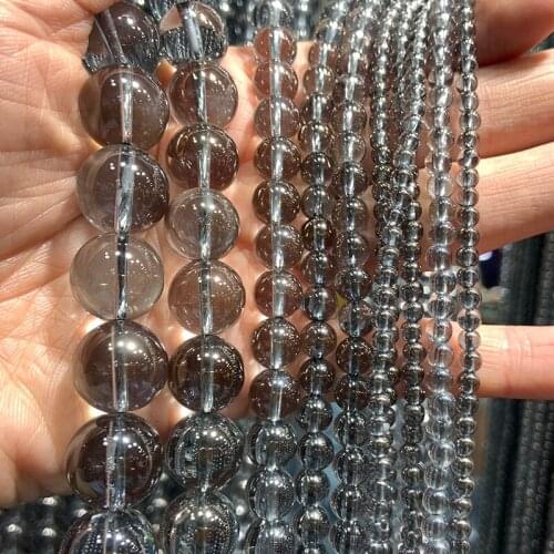 4-14mm Natural Clear Quartz Beads Round Grey Plated Coated Rinbow Crystal DIY Loose Beads For Jewelry Making Bracelet Necklace