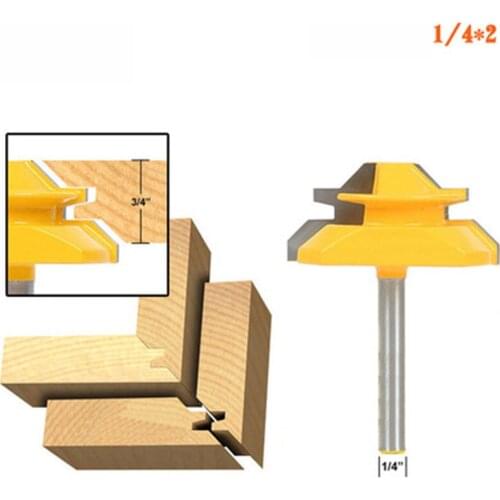 45 Degree Lock Miter Router Bit 1/2'' 1/4'' 8mm Shank Woodworking Tenon Milling Cutter Tool Drilling Milling For Wood Carbid