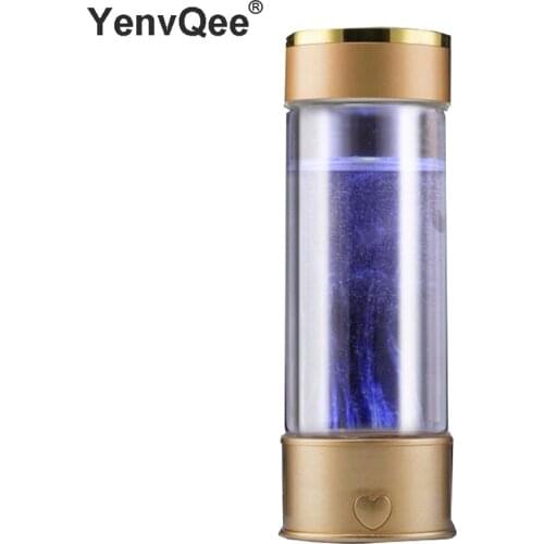 450ML Hydrogen Generator Cup Water Filter Alkaline Maker Hydrogen-Rich Water Portable Gold Bottle Lonizer Pure H2 Electrolysis