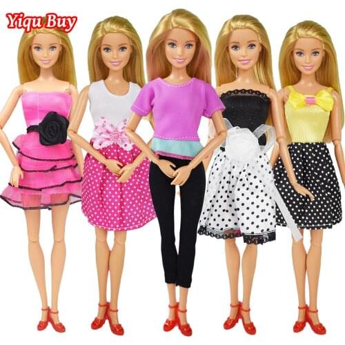 5 Pcs/lot Polka Dot Skirt Yoga Wear Doll Clothes Accessories Homemade Dress Childrens Products Girl Toys for 12 Inch Doll Dress