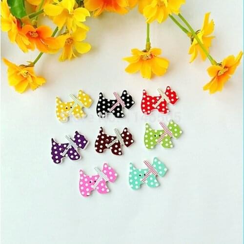 50pcs colorful Dog shape buttons sewing clothes button for craft scrapbooking sewing accessories Decorative wooden buttons