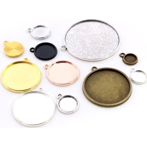 8/10/12-40mm Inner Size Classic 7 Colors Plated One Sided Single Hanging Simple Style Cabochon Base Setting Charms Pendant