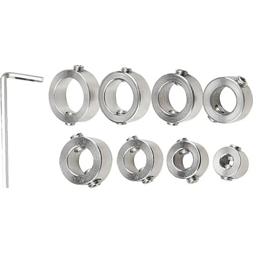 8pcs Tools Drill Bit Accessories Depth Stop Collar Set Locator Durable Heat Resistance Stainless Steel Ring Positioner