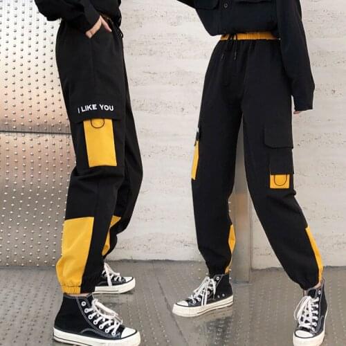 Harem Pants Women Elastic High Waist Hip Hop Streetwear Side Striped Joggers Womens Sports Pants Track Korean Fashion Trousers