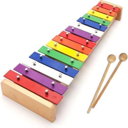 Kids Wooden Xylophone With 15 Metal Keys Musical Instrument Toy Kids Baby Educational Toy Great Gift With Wooden Mallet