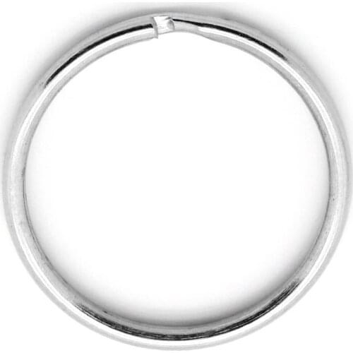 DoreenBeads Handmade Iron Based Alloy Keychain Round Silver Color Keyring DIY Making Charms Key Chain Jewelry 25mm Dia, 50 PCs