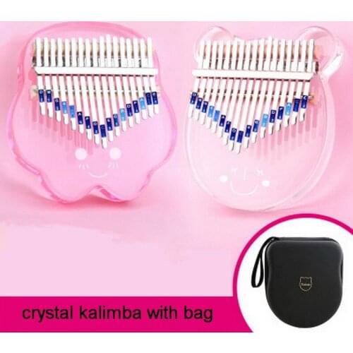 Cega Kalimba 17 Key Pink Crystal Transparent Thumb Piano with bag Hammer And Music Book kids Acrylic Kalimba instruments calimba