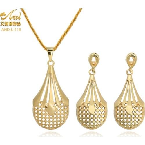 Jewelry Sets For Women 24K African Wedding Bridal Gifts Womens Necklace And Earrings Gold Pendants Long Jewellery Set Wholesale