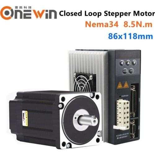 8.5N.m Nema34 closed loop stepper motor kit 86mm with Digital Display Hybird Encoder Easy Servo driver HB860MB 2 phase