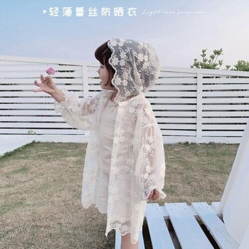 Summer Girl Lace Jacket Floral Sun Protection Coat for Baby Girl Soft Overcoat Fashion Kids Outwear Toddler Girls Jackets 2-12Y