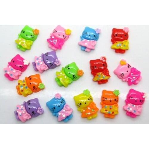 LF 50Pcs Resin Cats 22x15mm Decoration Flatback Craft Cabochon Embellishments For Scrapbooking Kawaii Cute Diy Accessories