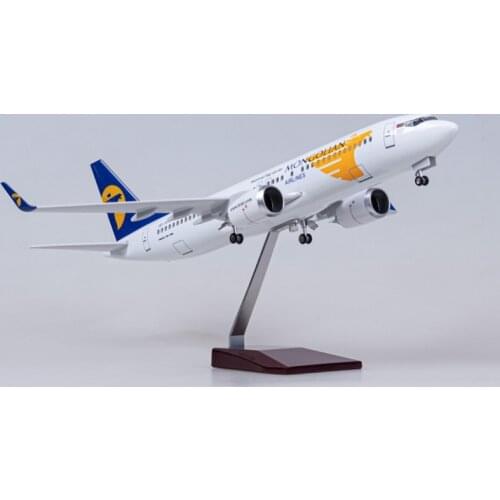 Diecast B737-800 Aircraft Airplane Mongolian Airline with Light and Wheel Landing Gears Plastic Resin Plane Model Toy about 47CM