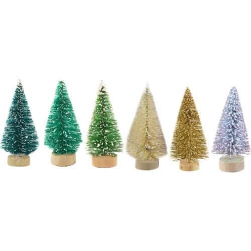 12-Piece Mini Christmas Tree Sisal Silk Cedar - Decoration Small Christmas Tree - Gold Silver Blue Green White Mini Tree