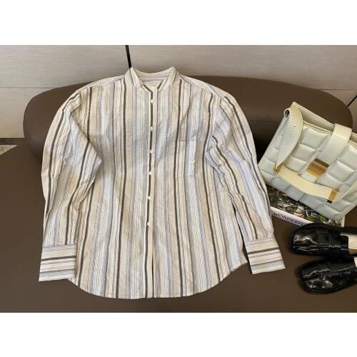 Fashion 2021 new ladies long sleeve sexy casual striped shirt 0914