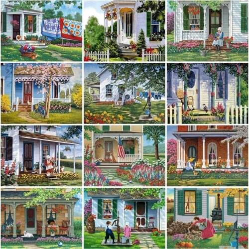 MomoArt 5D DIY Diamond Embroidery House Mosaic Sale Diamond Painting Rural Landscape Diamond Mosaic Full Layout Wall Decorations