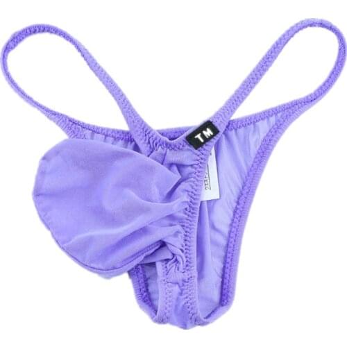 Tm mens triangle pants sexy fashion like nose bag low waist thin nylon silk slip breathable elastic mens triangle panties