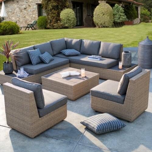 Freeshipping Outdoor Rattan Sofa Lying Bed Balcony Villa Outdoor PE Rattan Table and Chairs Sets