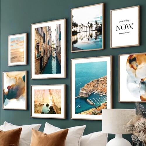 Wall Art Canvas Painting Bay City Coconut Tree Sunny Beach Nordic Posters And Prints Wall Pictures For Living Room Decoration