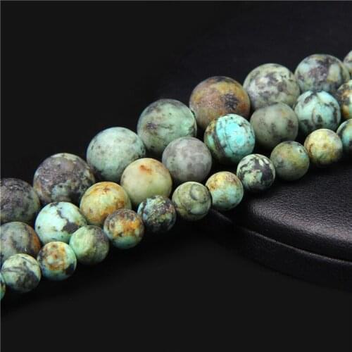 Natural Dull Polish Matte African Turquoises Bead Round Stone Beads For Jewelry Making DIY Bracelet Necklace Accessories 15.5